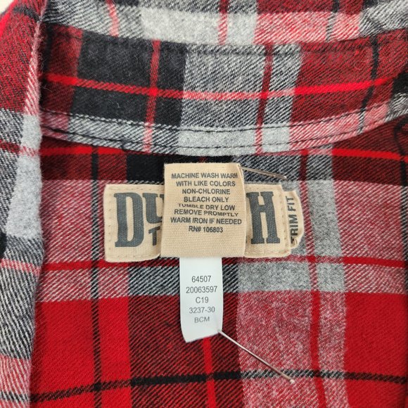 DULUTH Red Gray Plaid Free Swingin' Flannel Trim Fit Shirt Size S LIKE NEW! - Picture 13 of 16